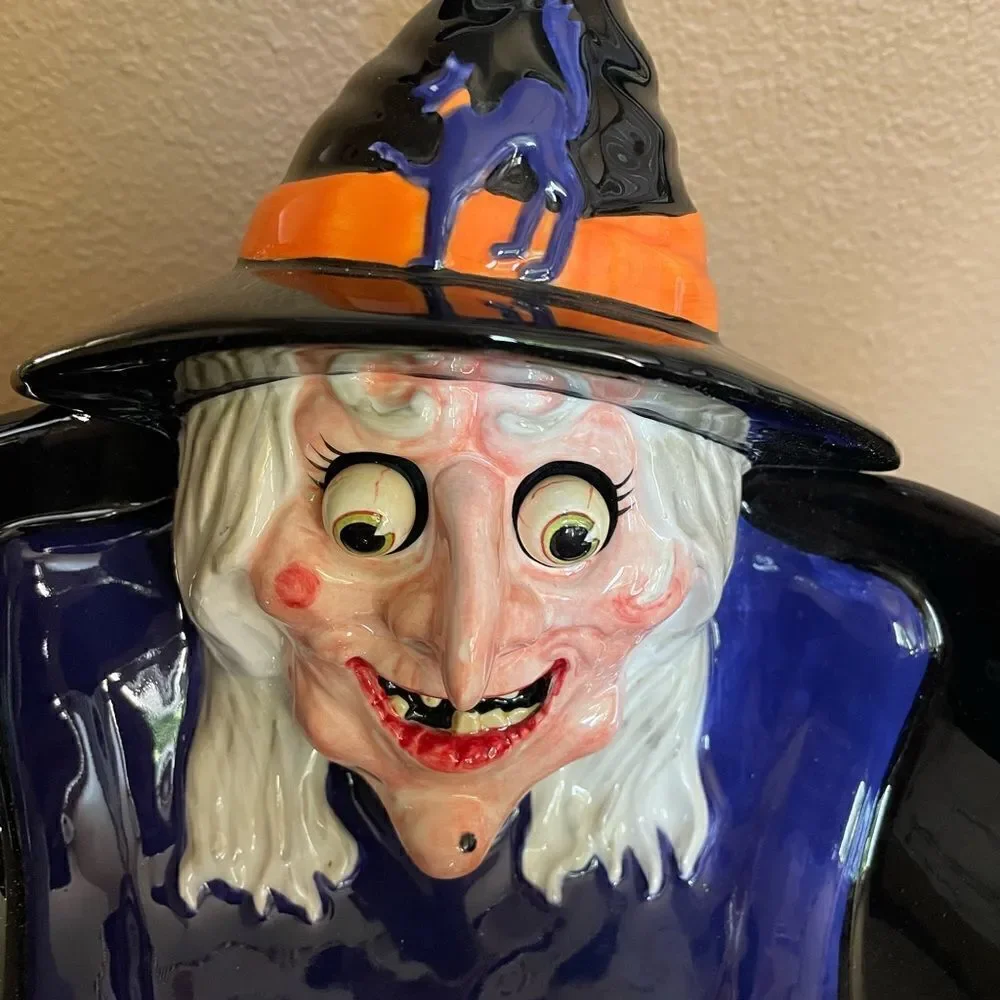 Department 56 RARE and HTF Witch Ceramic Googling Eyes Big Halloween Bowl